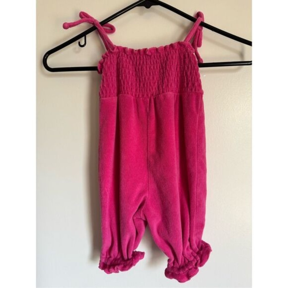 Ralph Lauren Baby Girl sz 9 Mo Pink Terrycloth Rutched Ruffle One Piece Beachy - Picture 7 of 7